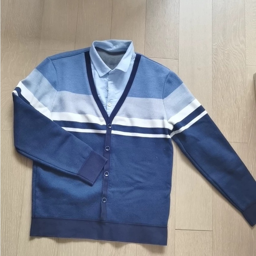 Men's Blue Cardigan Sweater